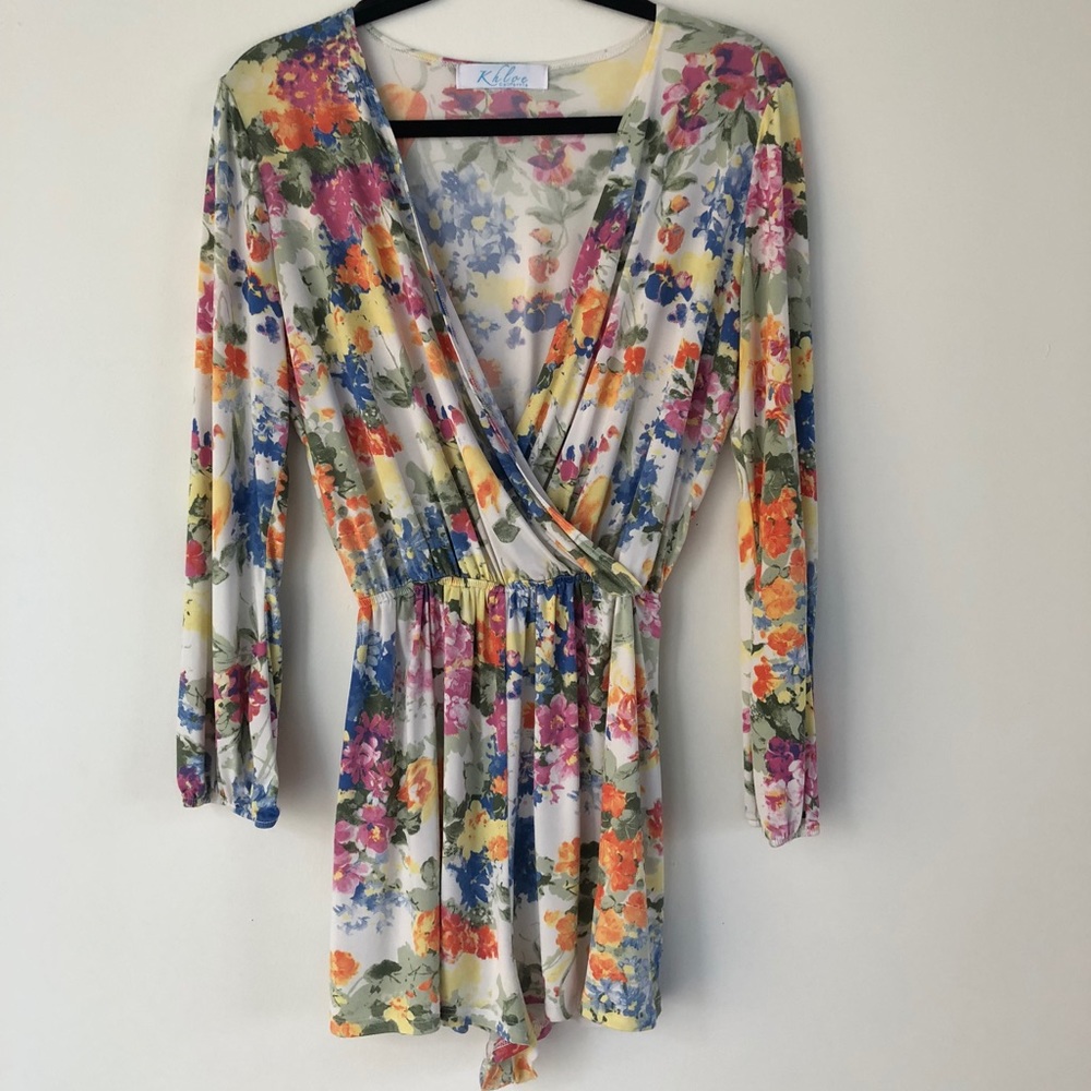 Floral long sleeve romper